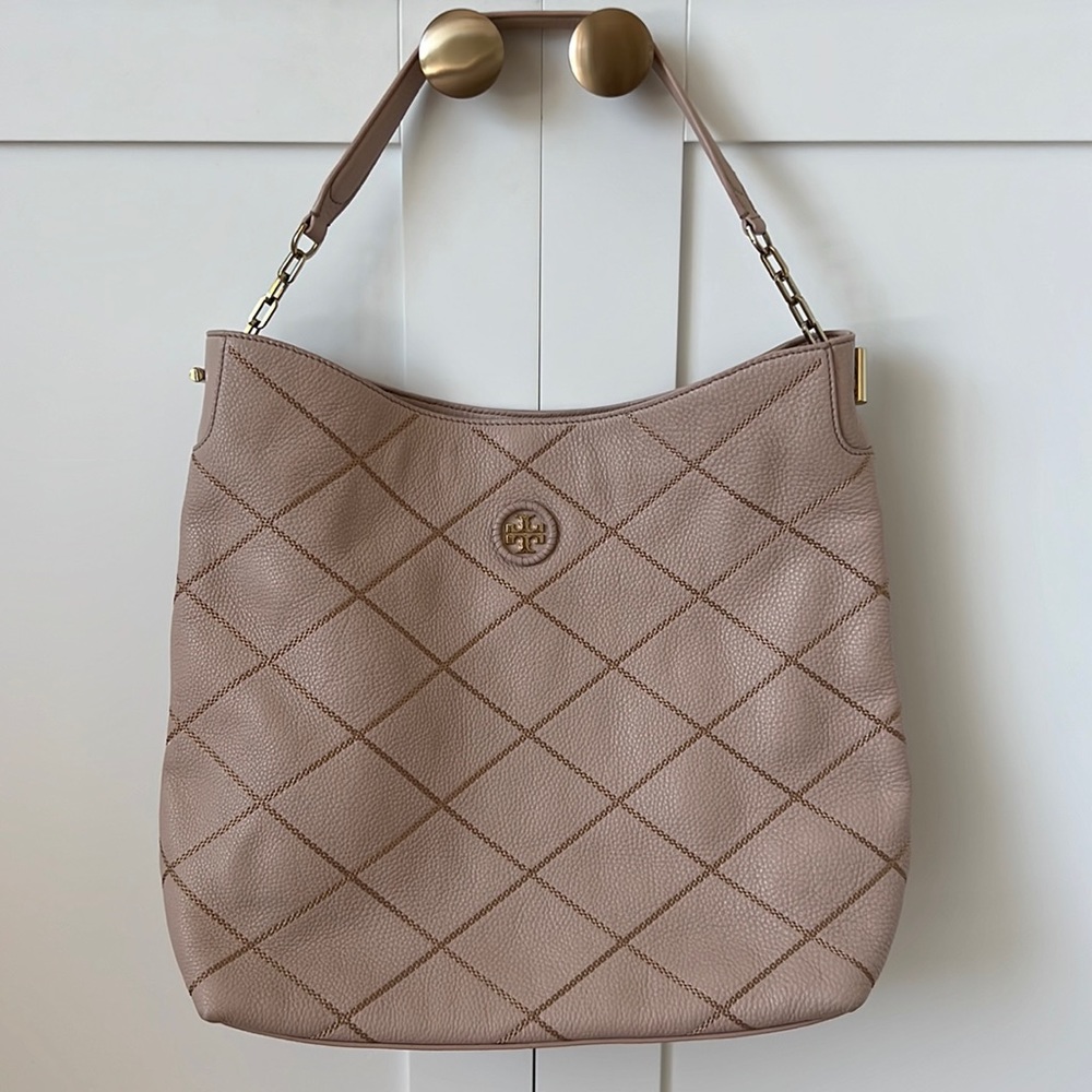 Tory Burch Diamond stitch Pebbled Leather Hobo Like New